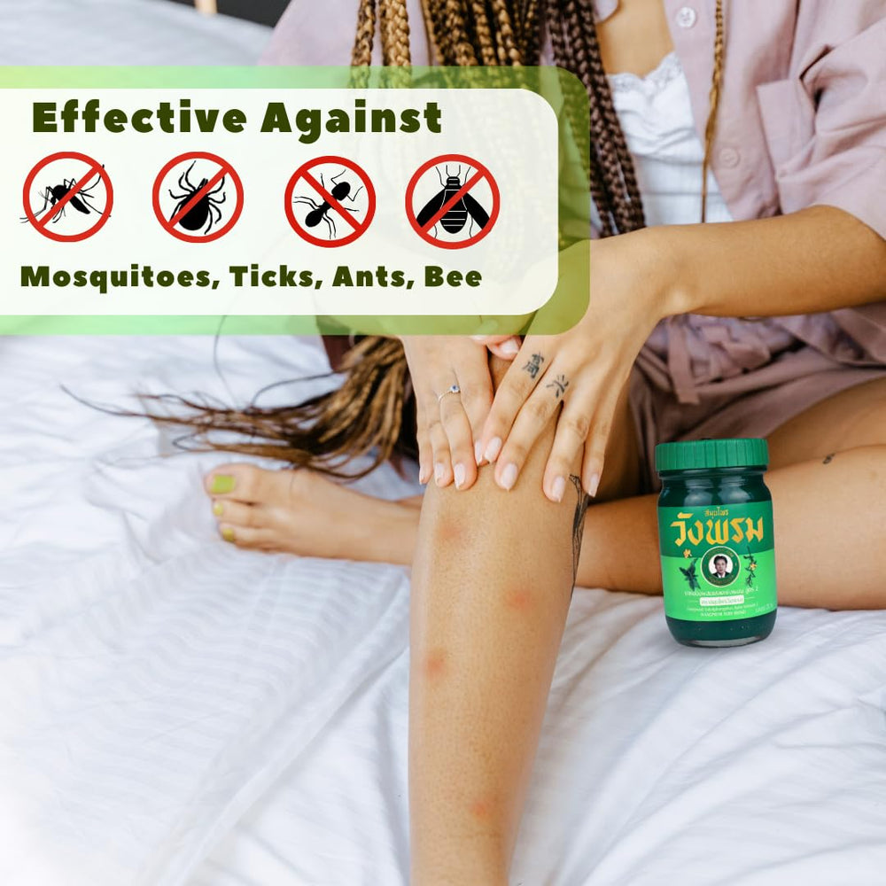WANG PROM Saledphangphon balm placed with family essentials for home care