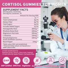 Packaging close-up of Wanish Cortisol Gummies with clean labeling
