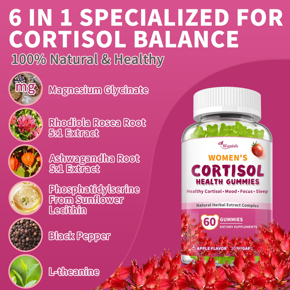 Wanish Cortisol Gummies on a table showing discreet daily use at work