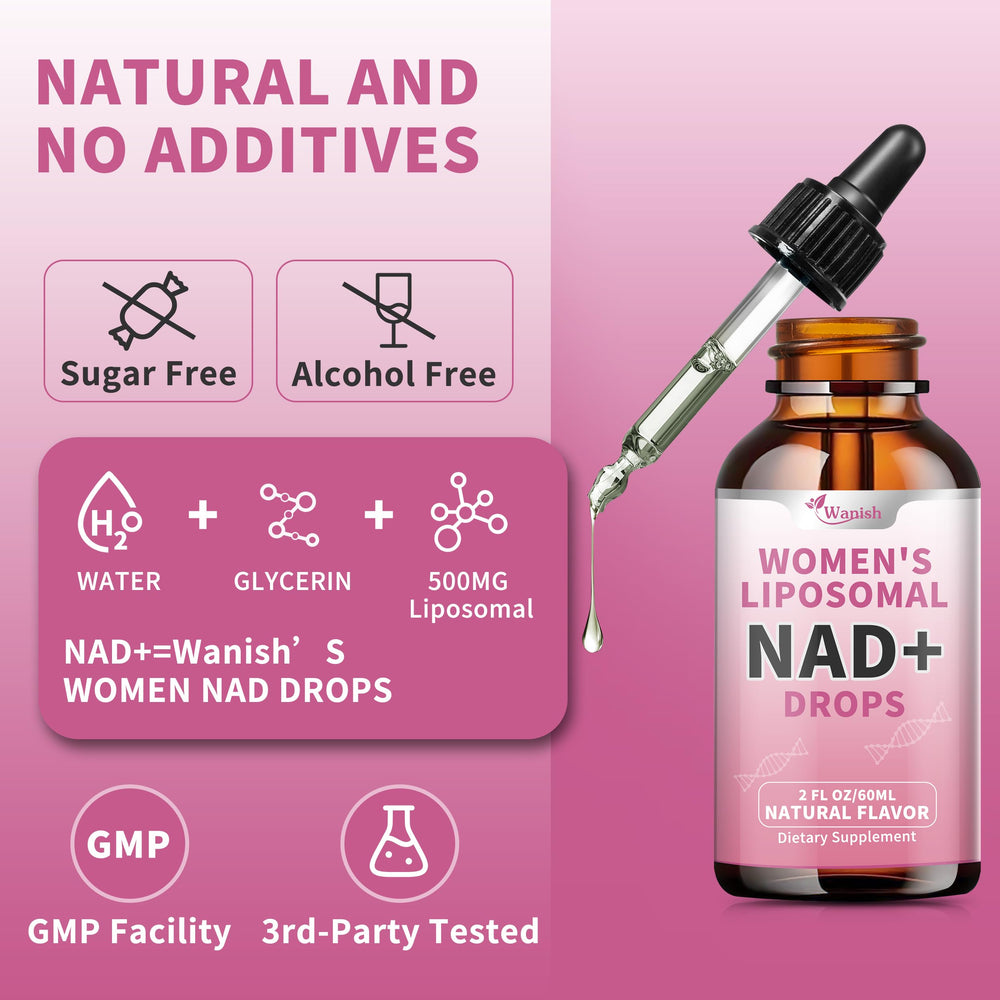 Drops added to water to show flexible consumption with Wanish NAD Drops