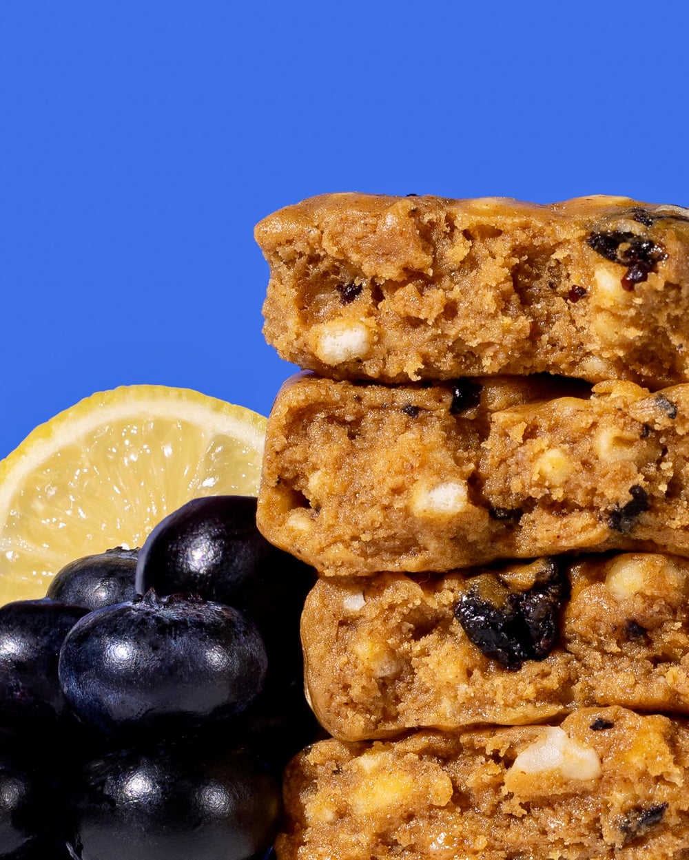 War on Sugar Lemon Blueberry bar cross-section reveals protein and net carbs.