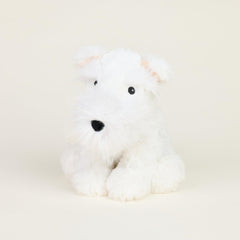 Warmies Westie in microwave-heat form offering cozy warmth and lavender-scented comfort for kids