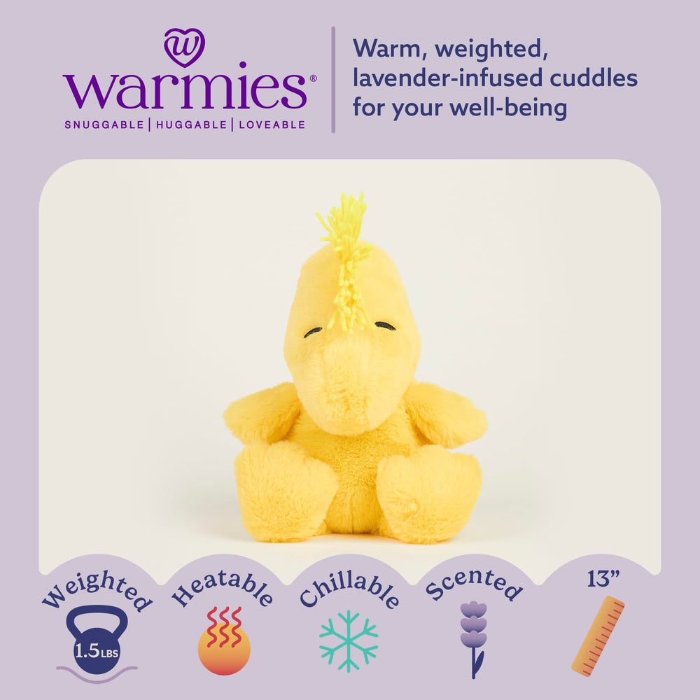 Warmies Woodstock heated plush toy helps calm and relax after a long day.