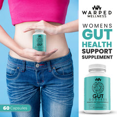 Warped Wellness women's probiotic capsules designed for female digestive health.