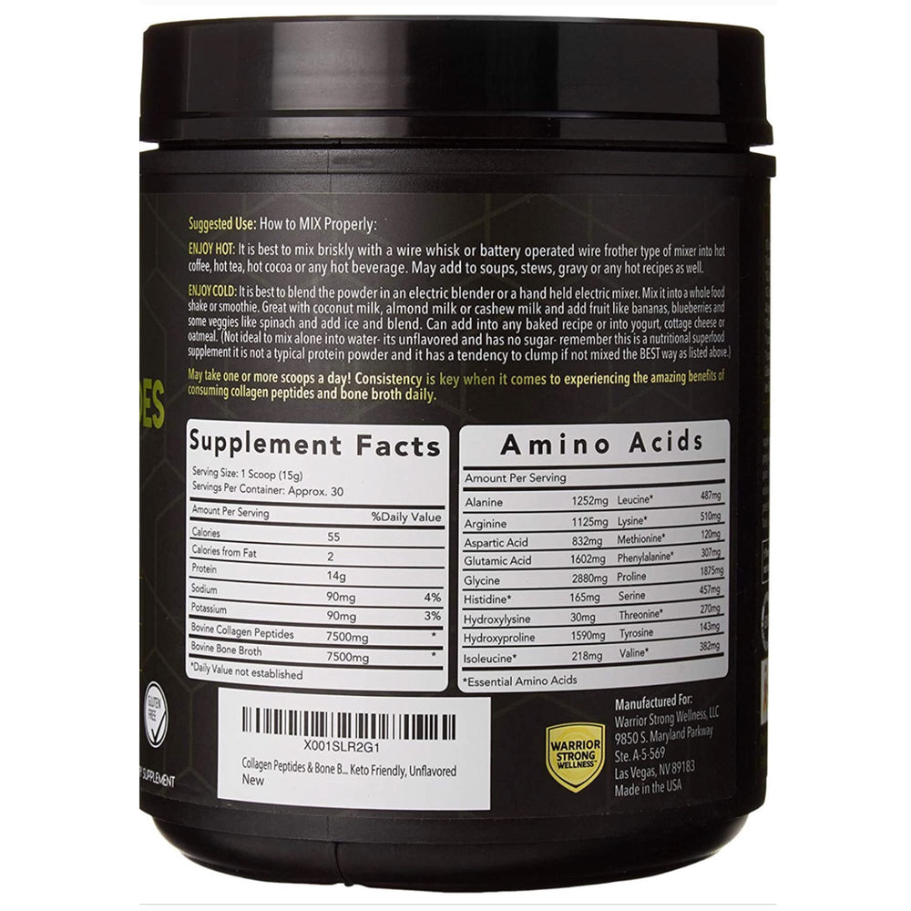 Warrior Strong Wellness scoop beside container for easy portioning