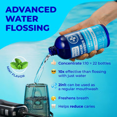 Water DENT rinse used as a mouthwash for daily care.