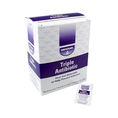 Water-Jel WJTA1728 triple antibiotic ointment in a rectangular packet for quick wound care