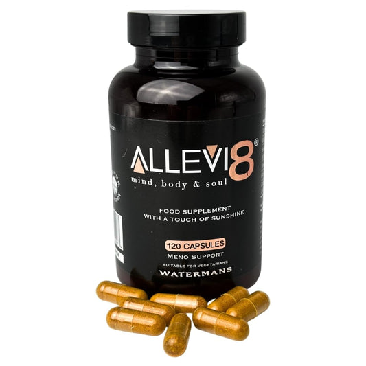 Watermans Allevi8 turmeric capsules with piperine for enhanced absorption and daily wellness