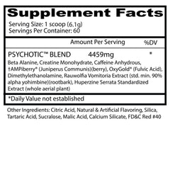 Watermelon flavored Psychotic powder in a serving scene for a refreshing pre-workout ritual.