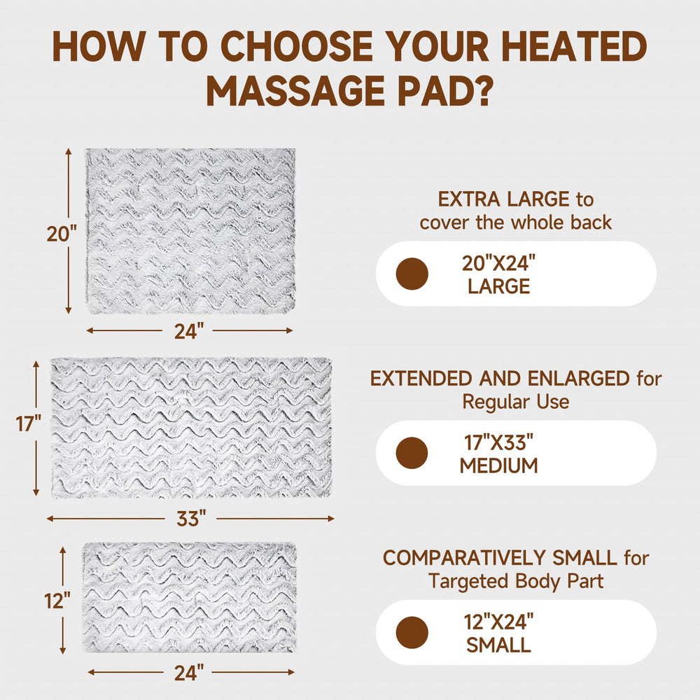WATO FT heat massaging pad powered on showing warmth and massage action