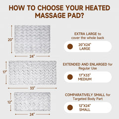 WATO FT heat massaging pad powered on showing warmth and massage action