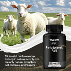 WAUSTOMAY Pentadecanoic Acid high-altitude sheep milk origin note on bottle.