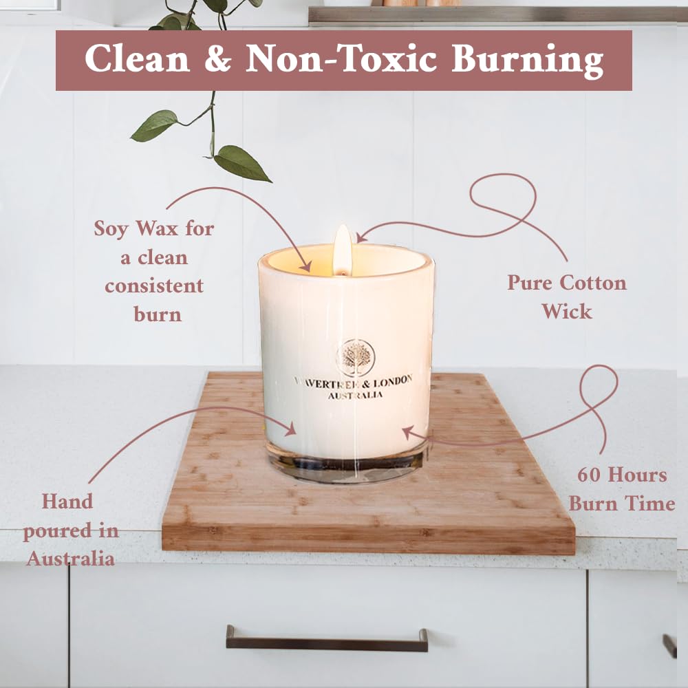 Wavertree & London English Rose hand-poured candle detail reflects premium quality.