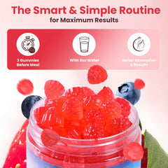 Gummies with mixed berry flavor, sugar-free formula for clean nutrition.
