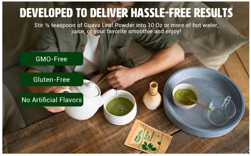 Money-back guarantee for WAY 4 ORGANIC W4O guava leaf powder.