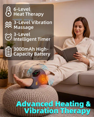 WBHLDM cordless ankle massager in use during a desk workout break.