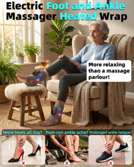 WBHLDM wearable foot massager secured on the ankle for comfortable recovery.