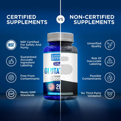 We Like Vitamins glutathione label content close-up emphasizes precise labeling.