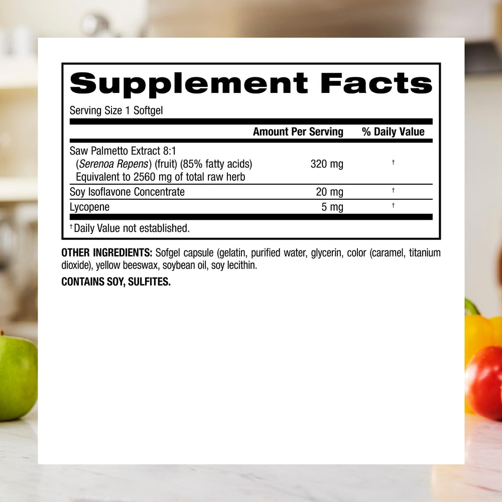 Webber Naturals Ultra Saw Palmetto Plus label closeup highlighting gluten-free and dairy-free formula.