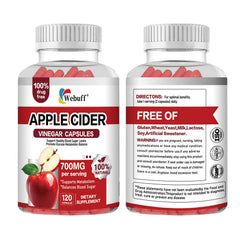 Webuff Apple Cider Vinegar Capsules bottle on shelf for daily support.