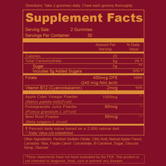 WEEM ACV gummies show beets and pomegranate for digestive support