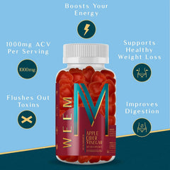WEEM vegan ACV gummies with folic acid and B12 for energy-friendly routines