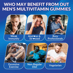 Weevit mens multivitamins gummies close up of omega-3 and digestive enzymes.