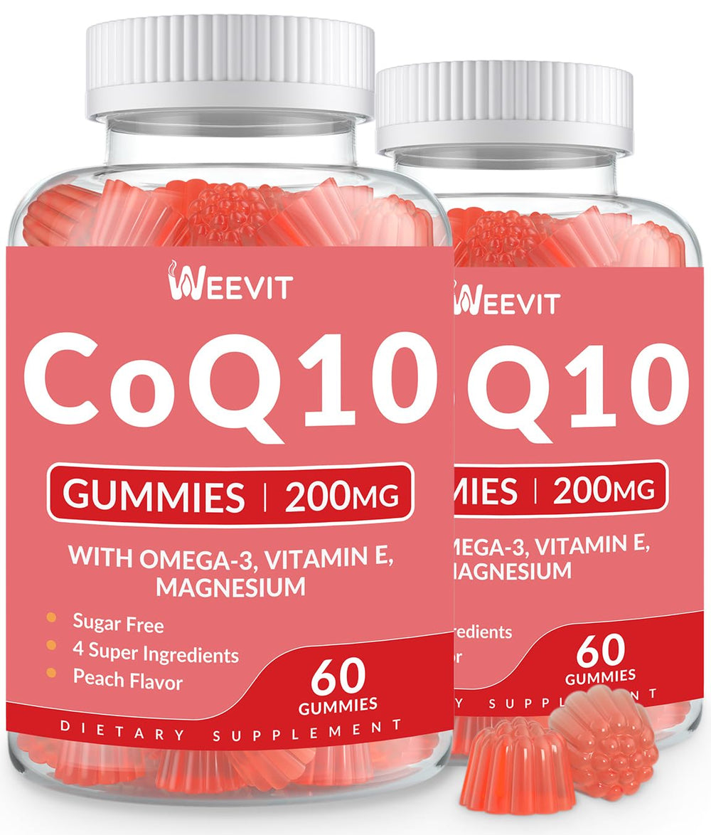 WEEVIT CoQ10 gummies bottle, convenient heart support and energy-boosting option.