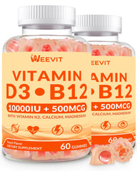 WEEVIT Vitamin D3 B12 Gummies bottle for easy daily energy support.