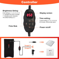 Weiyitec red light therapy belt timer settings shown for session control
