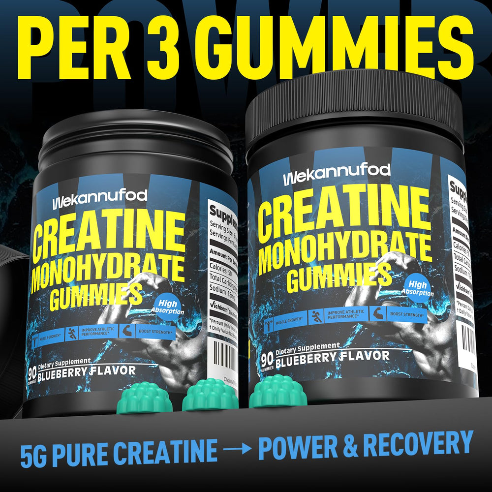 Wekannufod Creatine Monohydrate Gummies dose bottle emphasizes precise intake.