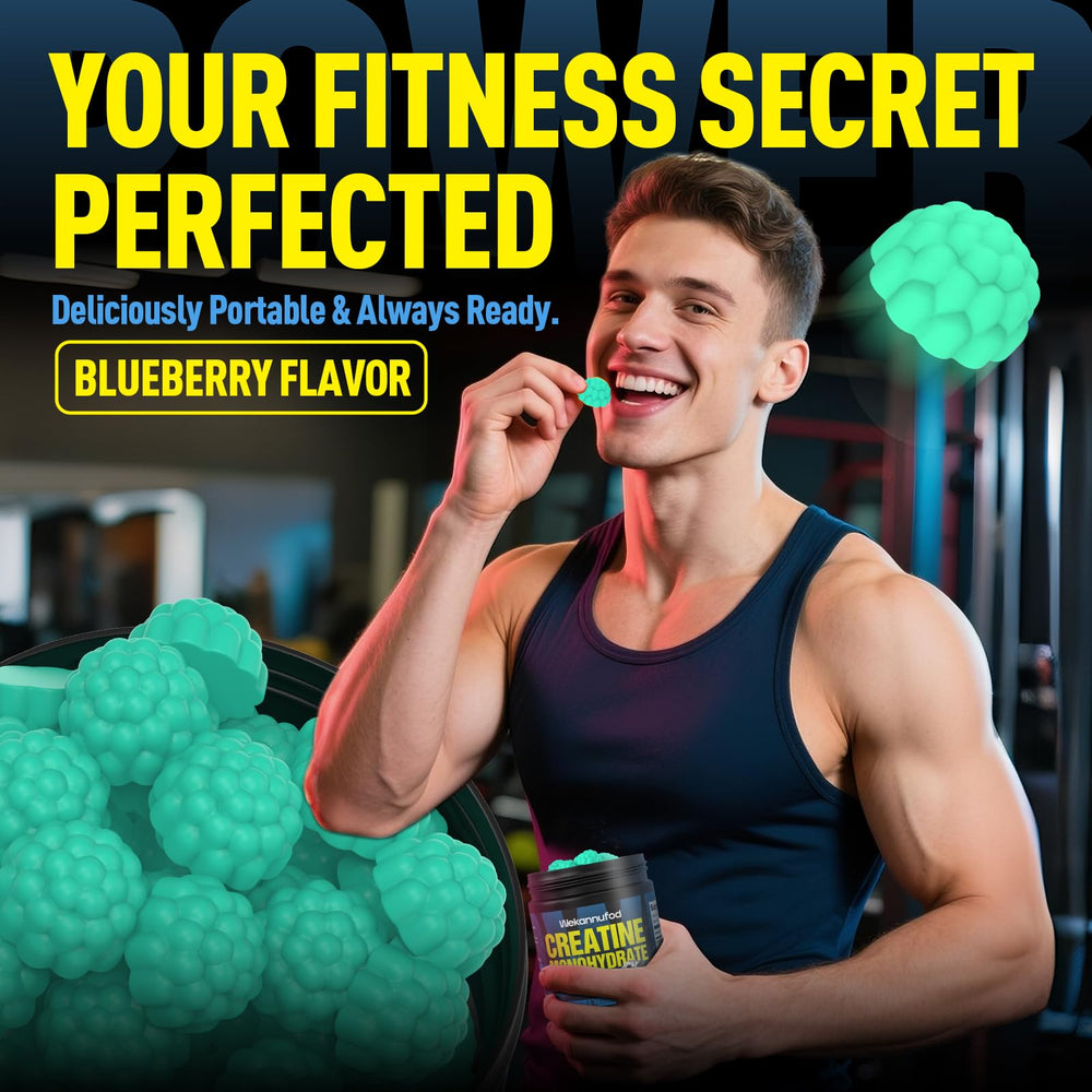 Wekannufod Creatine Monohydrate Gummies on shelf suggest daily active lifestyle.