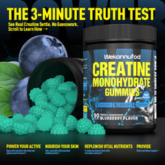 Wekannufod Creatine Monohydrate Gummies packaging highlights 5,000 mg per serving.