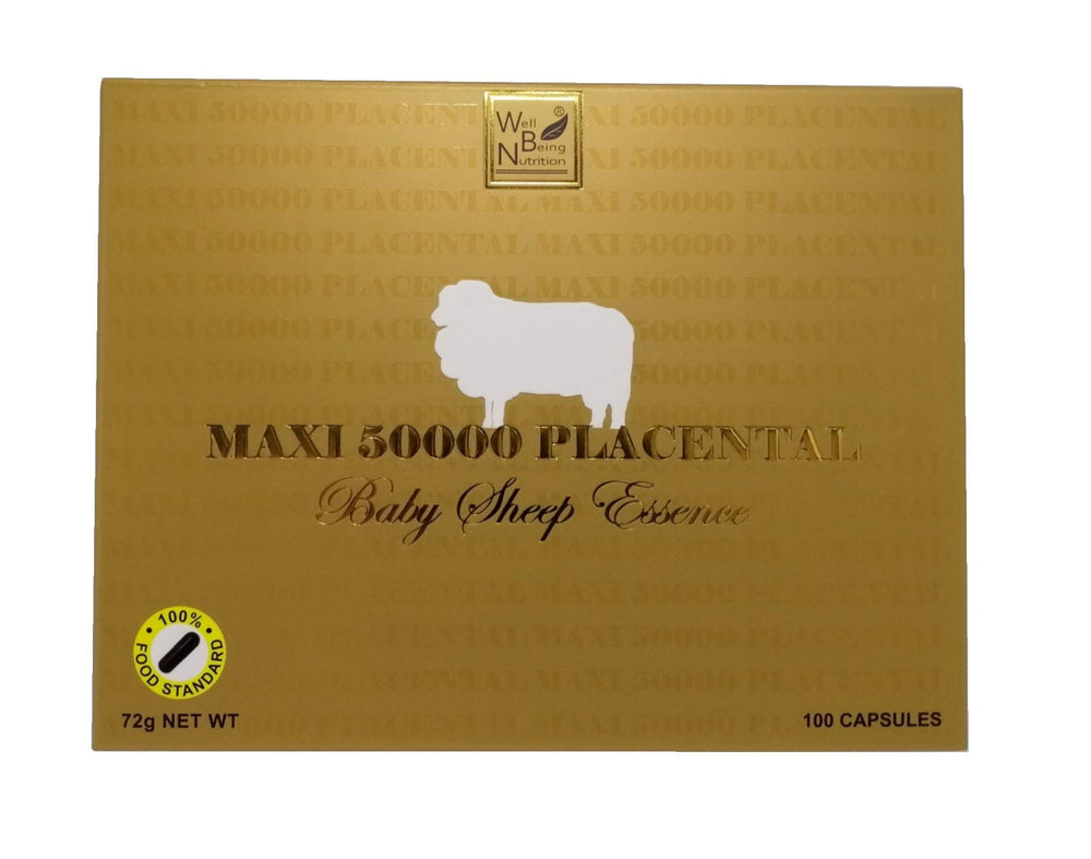 Well Being Nutrition Wealthy Health placenta capsules bottle close-up highlighting high potency