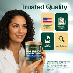 WELL FOUNTAIN USA-made GMP badge on bottle label promoting trust.