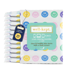 Well-Kept Tech & Lens Wipes box showing 12-pack for quick, streak-free cleaning