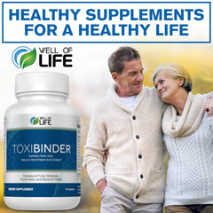 Well of Life ToxiBinder humic acid visual highlighting mineral-rich supplement.