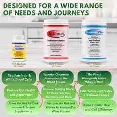 Well Wisdom ImmunoPro scoop and jar suggest quick daily protein boost.