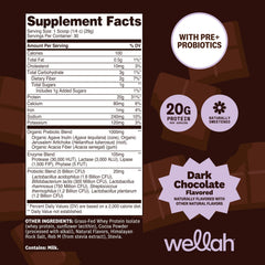 Wellah grass-fed whey protein dark chocolate scoop for easy shakes