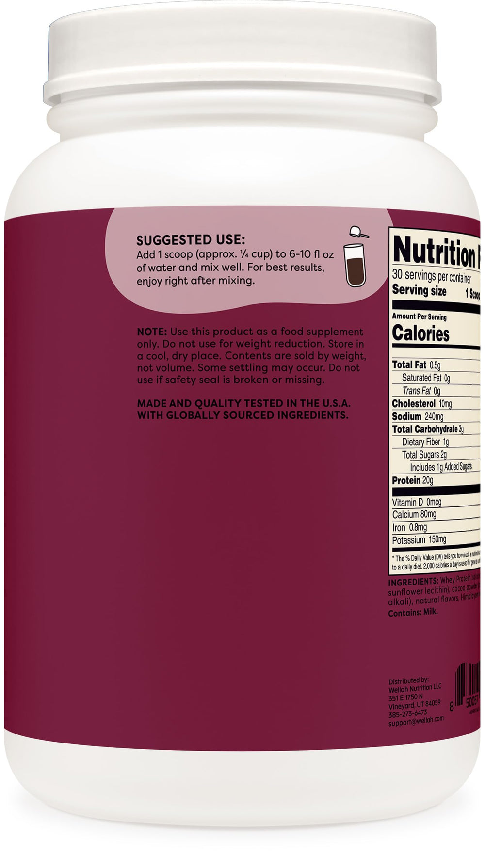 Wellah Protein Your Whey label close-up shows quality standards.