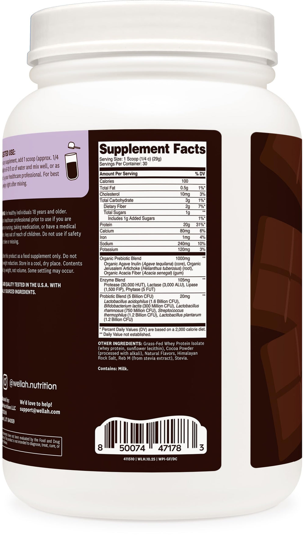 Wellah whey protein shake ready to drink in glass