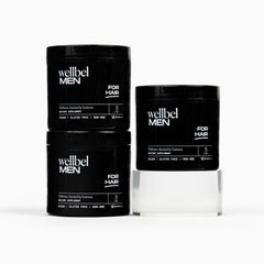 WELLBEL Men Clean bottle front showing vegan daily formula for hair health