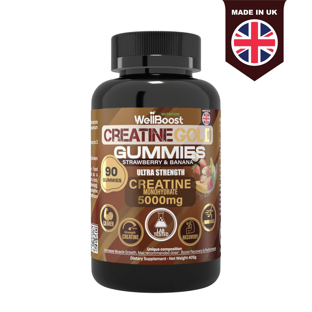 WellBoost Creatine Gold gummies serving moment emphasizing recovery potential.