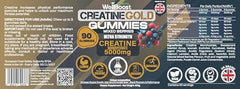 WellBoost Creatine Gold label close-up showing 5000 mg per serving.