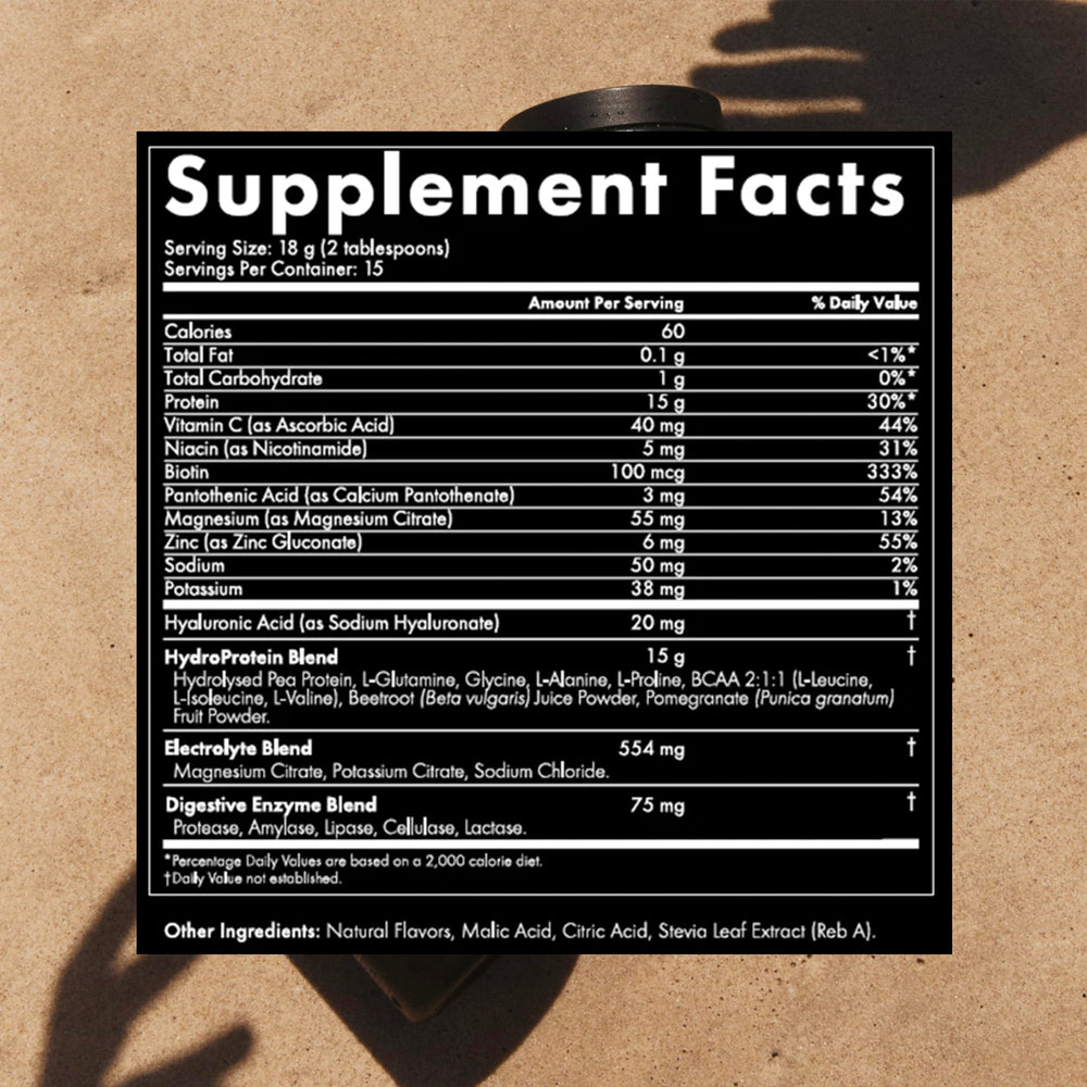 WelleCo HydroProtein Elixir pour into glass showing quick, smooth hydration