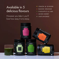 Healthy smoothie being prepared with the greens powder for a quick meal.