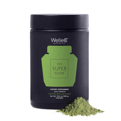 WelleCo Super Elixir daily greens jar showcases pineapple lime flavor for daily wellness