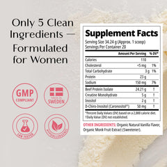 Wellena Her Protein creatine-inositol content shown on label for built-in strength support.