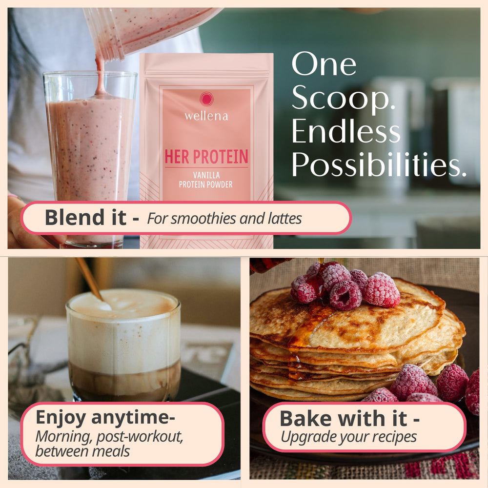 Wellena Her Protein lifestyle scene suggesting balanced daily nutrition for midlife wellness.