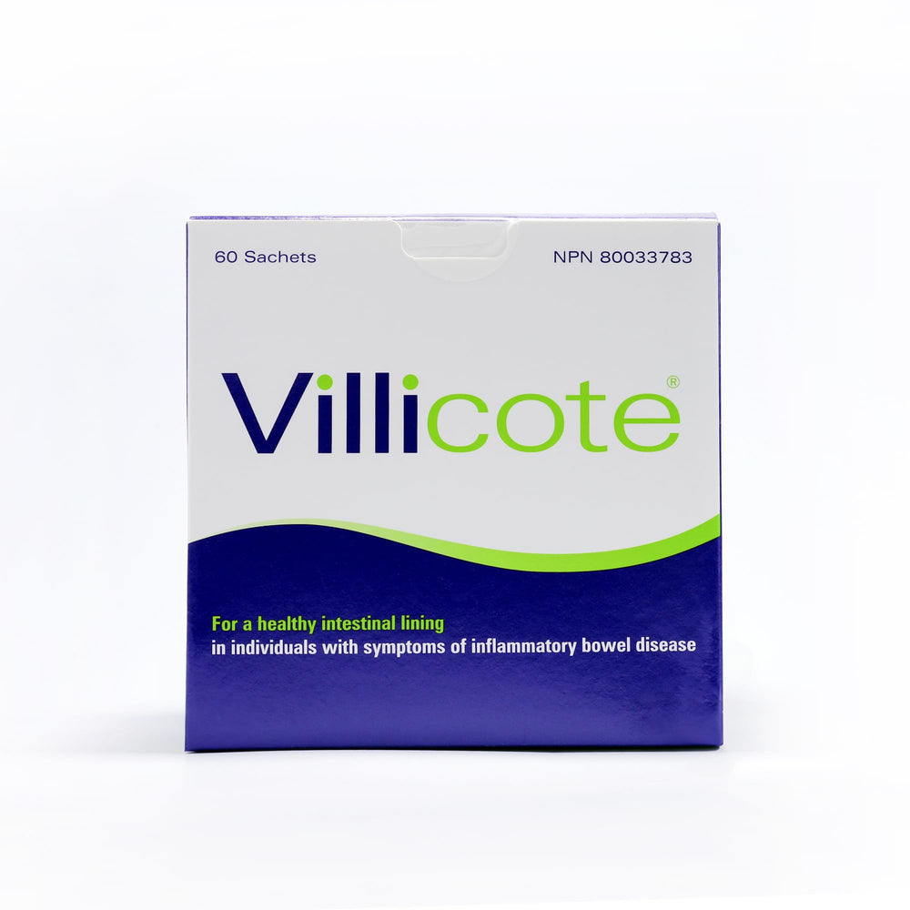 Wellesley Therapeutics Villicote sachet close-up showing N-Acetylglucosamine for gut support.